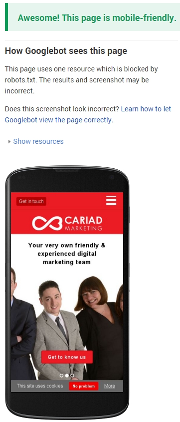 Cariad Mobile Friendly