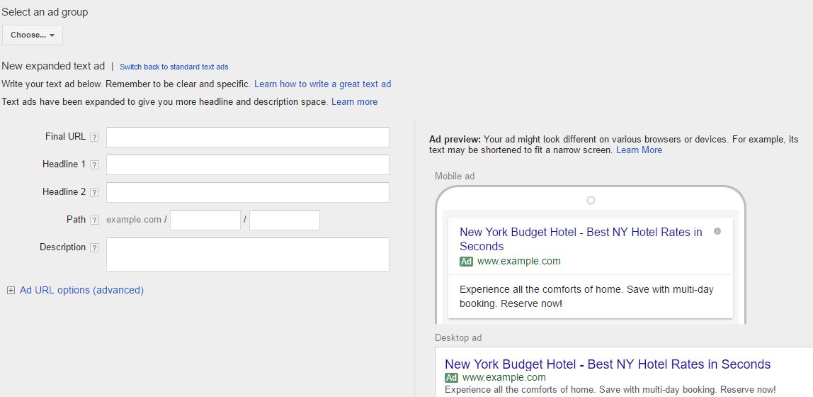 AdWords Expanded Text Ad