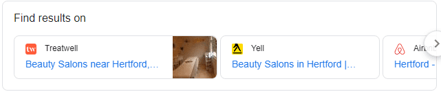 find results on google snippet - beauticians