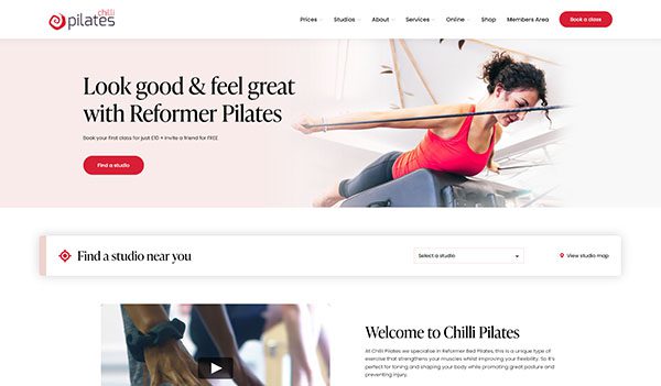 Chilli Pilates bespoke web development